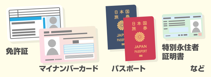 顔写真付きの身分証明証（運転免許証・マイナンバーカードなど）