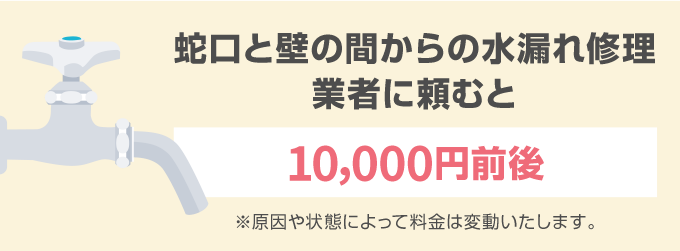 蛇口からの水漏れの原因がシールテープの劣化だった場合、業者に頼むと10,000円前後で修理をしてくれます。