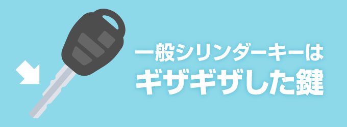 「一般シリンダーキー」とはギザギザとした刻みキー