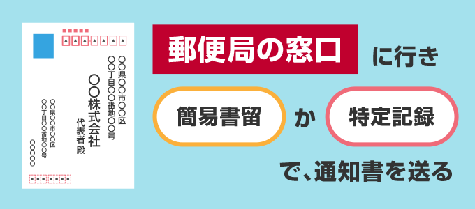 クーリングオフの通知書は、対面で配達する「簡易書留」で送る必要があります。