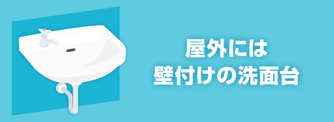 4. 屋外には壁付けの洗面台