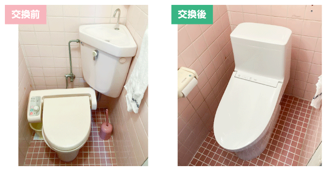 大阪府大阪市淀川区　トイレ本体交換、手洗い水栓交換