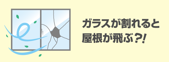 ガラスが割れると屋根が飛ぶ？！