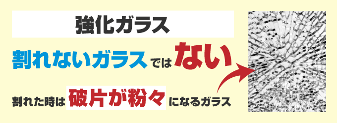 強化ガラスは防犯性は期待することはできません。