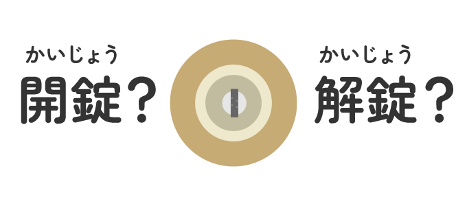 「開錠」と「解錠」の２通りの方法は、読み方はどちらも「かいじょう」ですが、おこなう作業が違います。