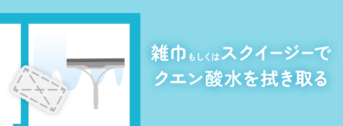 雑巾もしくはスクイージーで拭き取ればお掃除完了です。