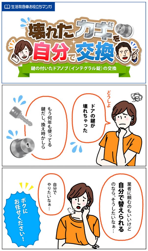 図解でわかる 勝手口の鍵 室内ドアノブの交換方法 インテグラル錠編